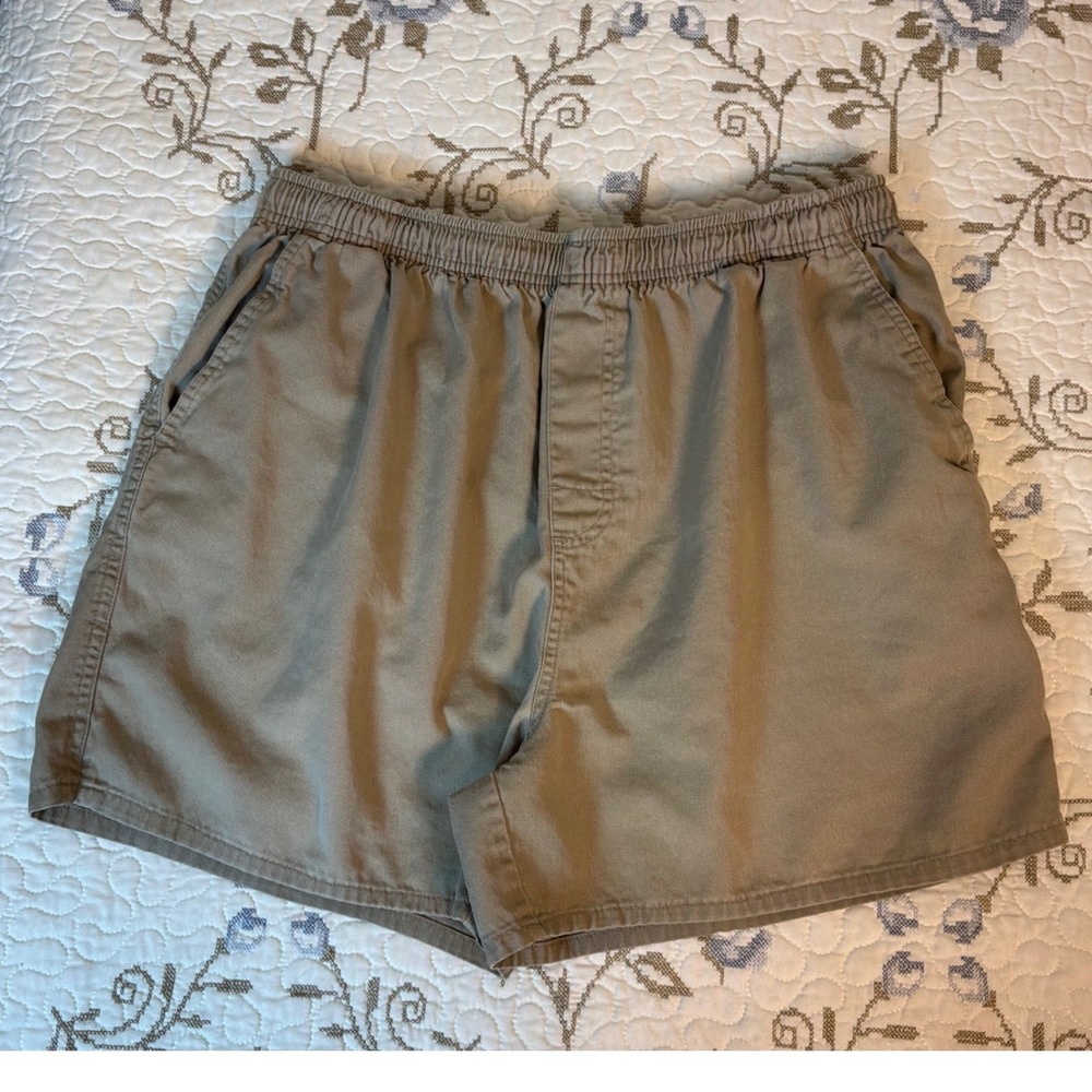 Puritan Shorts Mens Large Khaki Excellent Vintage Elastic Waist Cotton